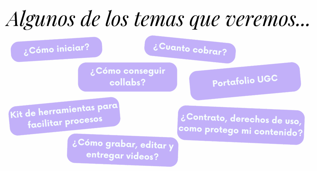 Curso de UGC cuanto cobrar como empezar, como contactara a las marcas